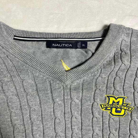 Marquette University Nautica Cable Knit Sweater Vest Men's XL Golden Eagle Fire - Picture 3 of 9